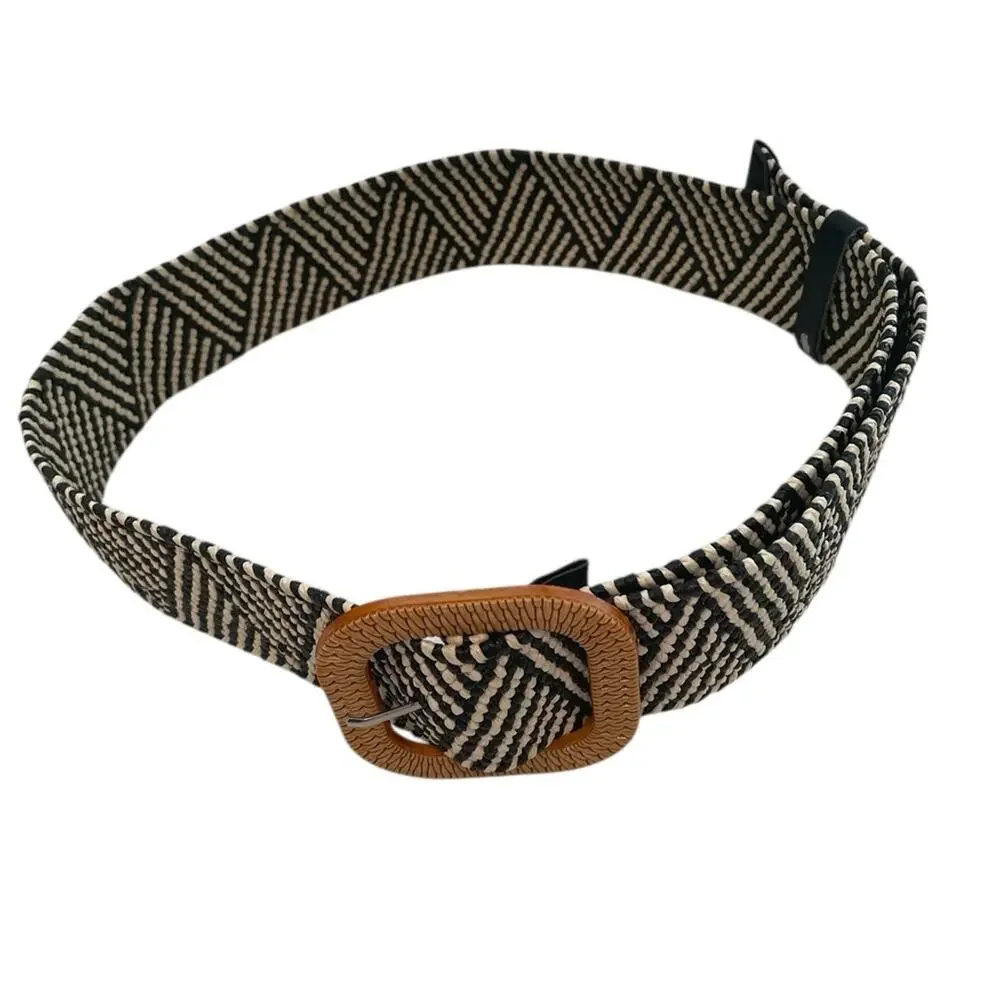 Black & Tan Woven Belt Geometric Braided Pattern 38” NWOT